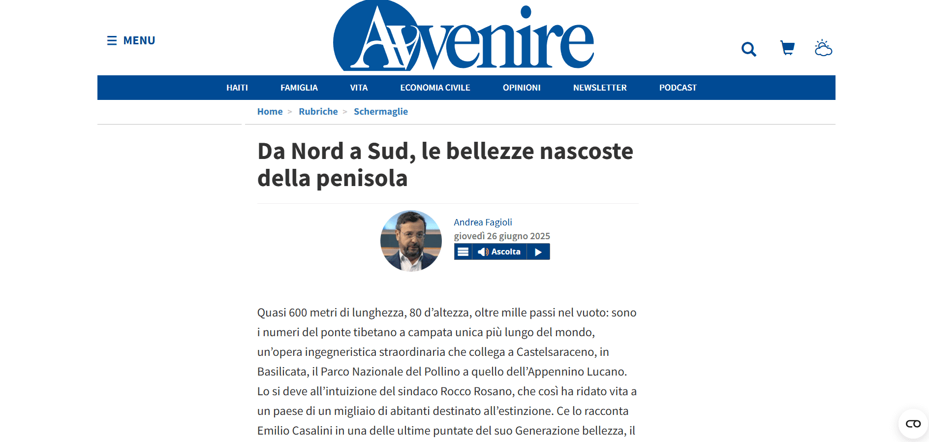 AVVENIRE PARLA DI NOI